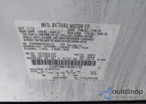 2013 Ford Police Interceptor from USA, damaged, VIN 1FAHP2M81DG181753